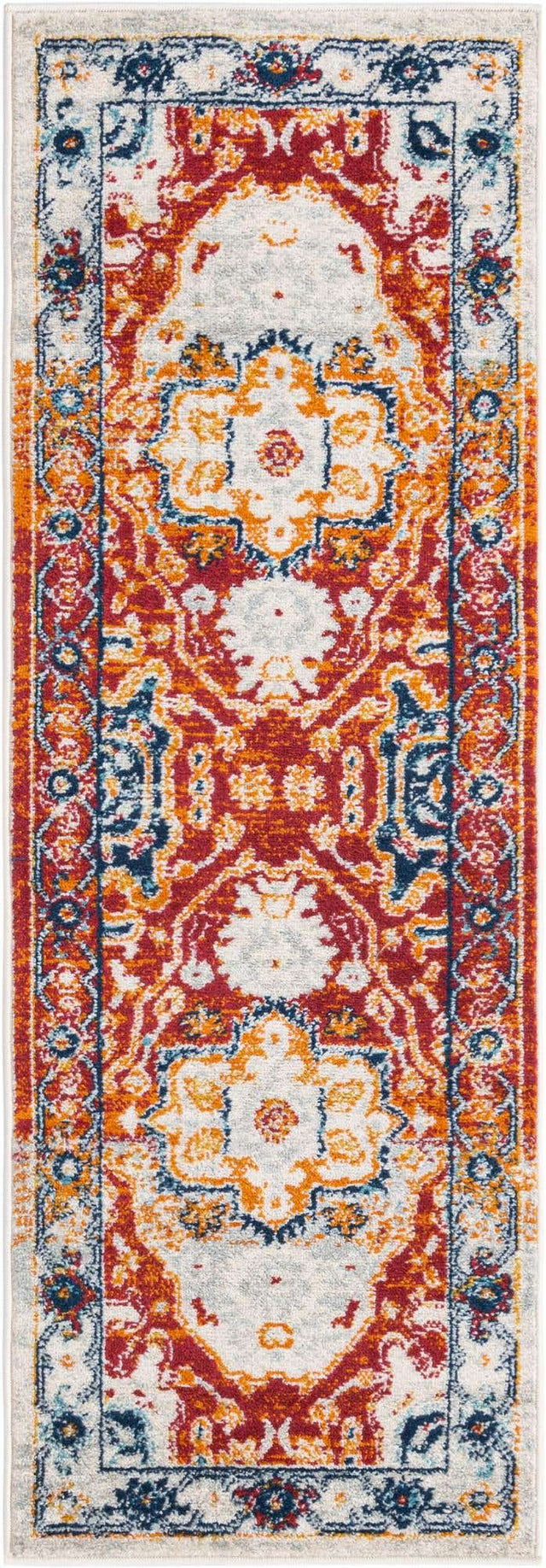 Rust Red 2' x 6' Madeline Vintage Runner Area Rug 100% Polypropylene Distressed Traditional Carpet for Classic Interior Home Design for Sale at Rug Engine