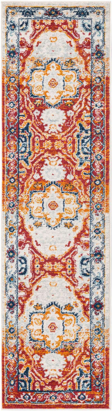 Rust Red 2' x 8' Madeline Vintage Runner Area Rug 100% Polypropylene Distressed Traditional Carpet for Classic Interior Home Design for Sale at Rug Engine