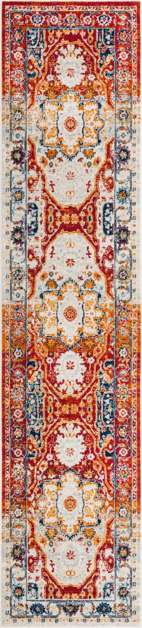 Rust Red 2' 11 x 13' Madeline Vintage Runner Area Rug 100% Polypropylene Distressed Traditional Carpet for Classic Interior Home Design for Sale at Rug Engine