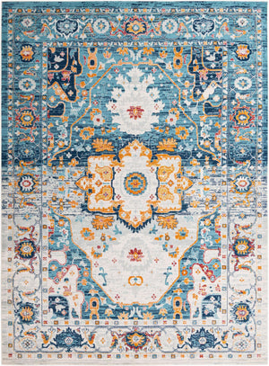 Teal 10' x 14' Madeline Vintage Rectangle Area Rug 100% Polypropylene Distressed Traditional Carpet for Classic Interior Home Design for Sale at Rug Engine