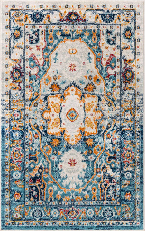 Teal 3' 3 x 5' 3 Madeline Vintage Rectangle Area Rug 100% Polypropylene Distressed Traditional Carpet for Classic Interior Home Design for Sale at Rug Engine
