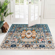 Teal 4' x 4' Madeline Vintage Square Area Rug 100% Polypropylene Distressed Traditional Carpet for Classic Interior Home Design for Sale at Rug Engine
