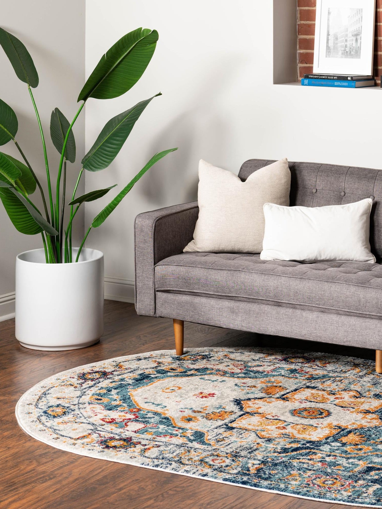 Teal 5' 3 x 8' Madeline Vintage Oval Area Rug 100% Polypropylene Distressed Traditional Carpet for Classic Interior Home Design for Sale at Rug Engine