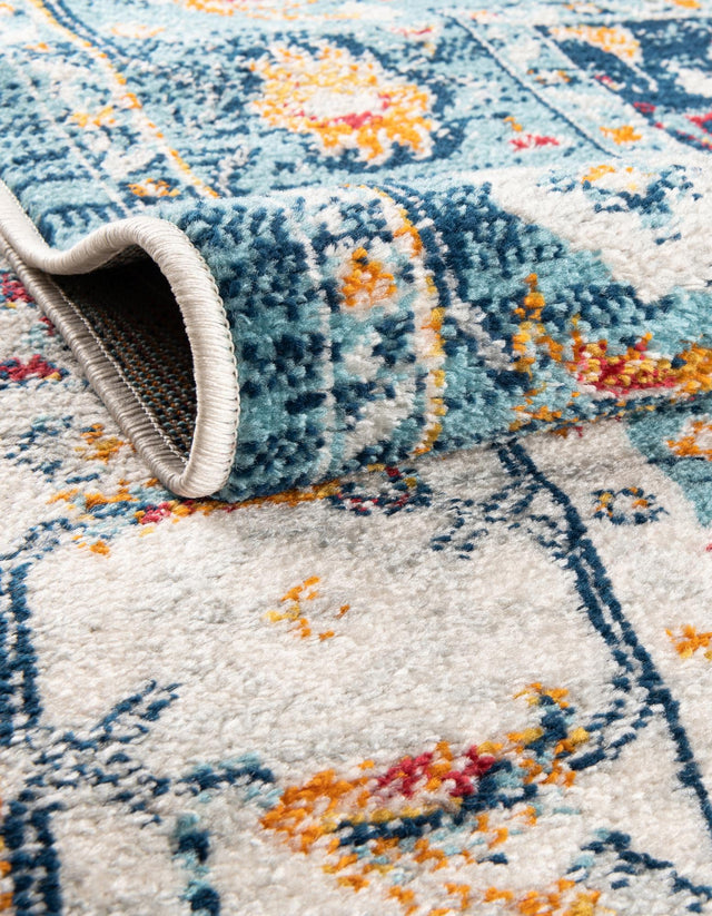 Teal 7' 10 x 10' Madeline Vintage Oval Area Rug 100% Polypropylene Distressed Traditional Carpet for Classic Interior Home Design for Sale at Rug Engine