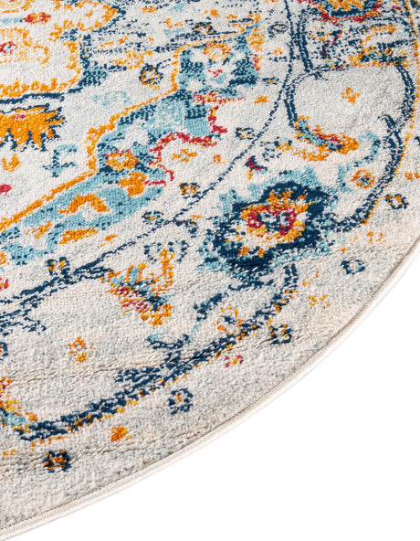 Teal 7' 10 x 10' Madeline Vintage Oval Area Rug 100% Polypropylene Distressed Traditional Carpet for Classic Interior Home Design for Sale at Rug Engine