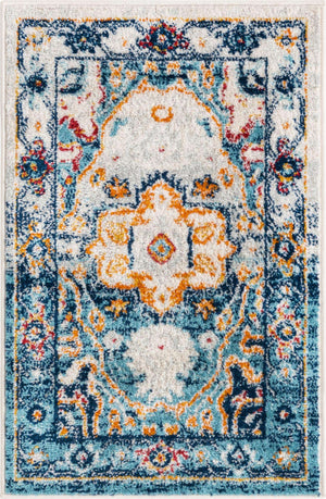 Teal 2' x 3' Madeline Vintage Rectangle Area Rug 100% Polypropylene Distressed Traditional Carpet for Classic Interior Home Design for Sale at Rug Engine