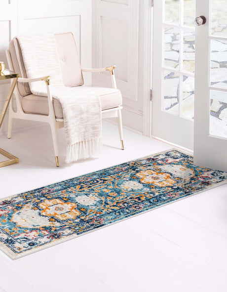 Teal 2' 11 x 13' Madeline Vintage Runner Area Rug 100% Polypropylene Distressed Traditional Carpet for Classic Interior Home Design for Sale at Rug Engine