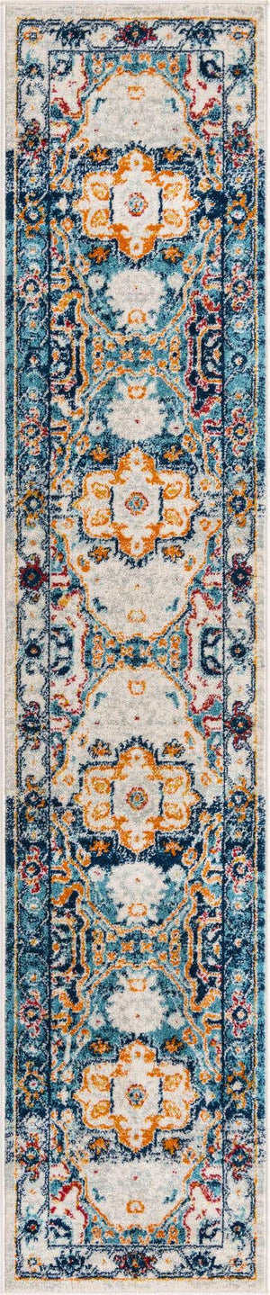 Teal 2' x 9' 10 Madeline Vintage Runner Area Rug 100% Polypropylene Distressed Traditional Carpet for Classic Interior Home Design for Sale at Rug Engine