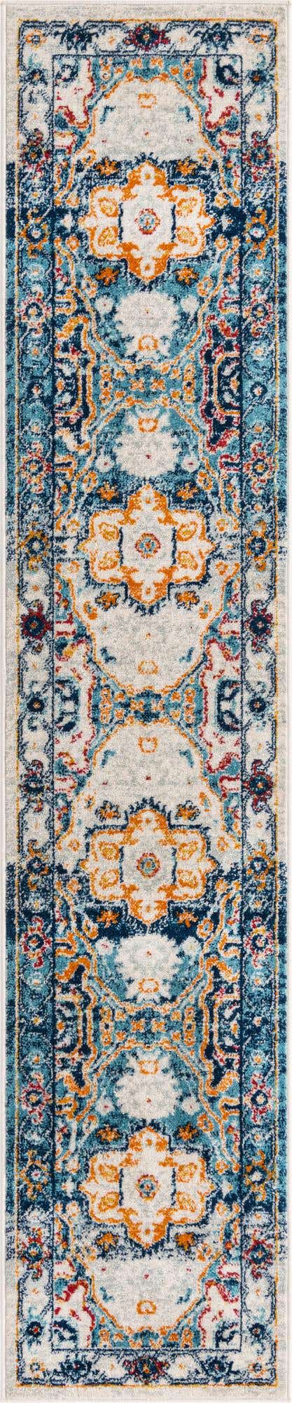Teal 2' x 9' 10 Madeline Vintage Runner Area Rug 100% Polypropylene Distressed Traditional Carpet for Classic Interior Home Design for Sale at Rug Engine