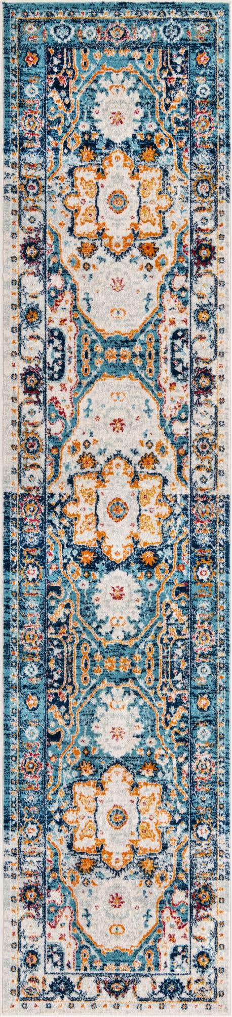 Teal 2' 11 x 13' Madeline Vintage Runner Area Rug 100% Polypropylene Distressed Traditional Carpet for Classic Interior Home Design for Sale at Rug Engine
