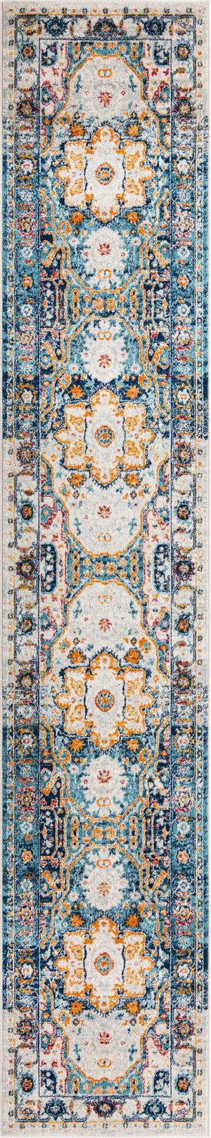Teal 2' 11 x 16' Madeline Vintage Runner Area Rug 100% Polypropylene Distressed Traditional Carpet for Classic Interior Home Design for Sale at Rug Engine