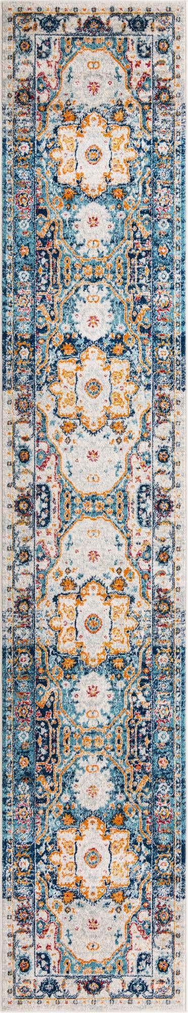 Teal 2' 11 x 16' Madeline Vintage Runner Area Rug 100% Polypropylene Distressed Traditional Carpet for Classic Interior Home Design for Sale at Rug Engine