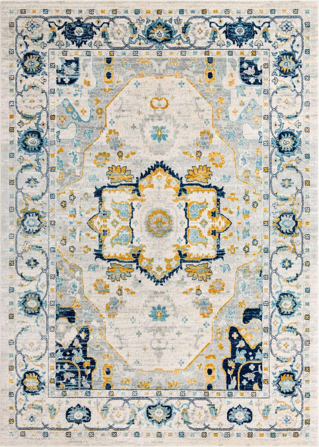 Gray 10' x 14' Madeline Vintage Rectangle Area Rug 100% Polypropylene Distressed Traditional Carpet for Classic Interior Home Design for Sale at Rug Engine