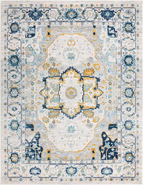Gray 9' x 12' Madeline Vintage Rectangle Area Rug 100% Polypropylene Distressed Traditional Carpet for Classic Interior Home Design for Sale at Rug Engine