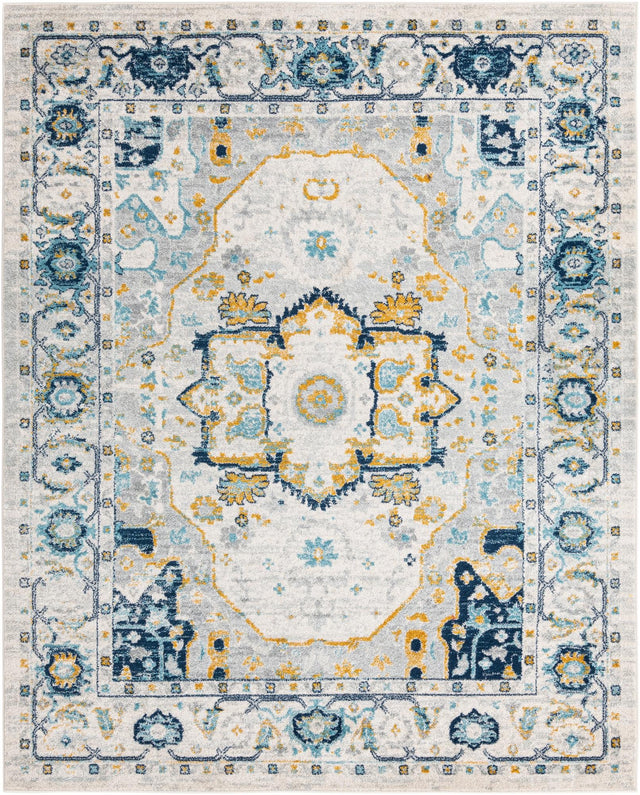 Gray 7' 10 x 10' Madeline Vintage Rectangle Area Rug 100% Polypropylene Distressed Traditional Carpet for Classic Interior Home Design for Sale at Rug Engine