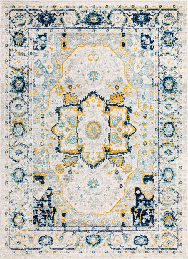 Gray 7' x 10' Madeline Vintage Rectangle Area Rug 100% Polypropylene Distressed Traditional Carpet for Classic Interior Home Design for Sale at Rug Engine