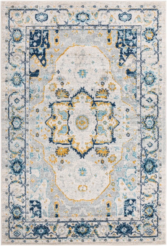 Gray 5' 3 x 8' Madeline Vintage Rectangle Area Rug 100% Polypropylene Distressed Traditional Carpet for Classic Interior Home Design for Sale at Rug Engine
