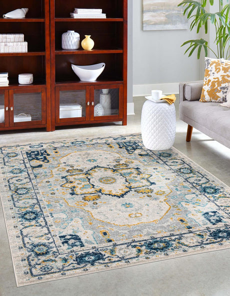 Gray 4' x 6' Madeline Vintage Rectangle Area Rug 100% Polypropylene Distressed Traditional Carpet for Classic Interior Home Design for Sale at Rug Engine