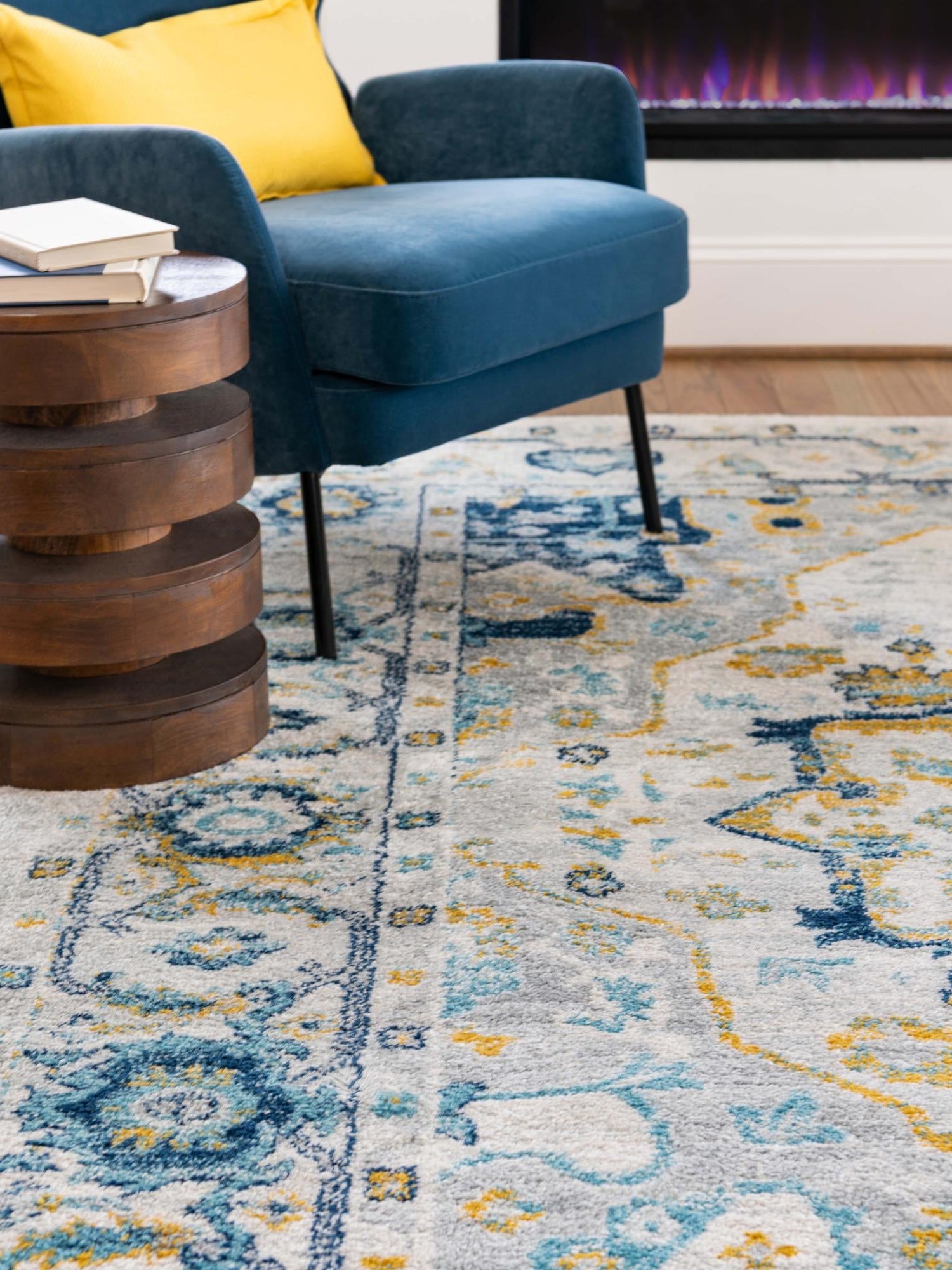 Gray 7' 10 x 10' Madeline Vintage Rectangle Area Rug 100% Polypropylene Distressed Traditional Carpet for Classic Interior Home Design for Sale at Rug Engine