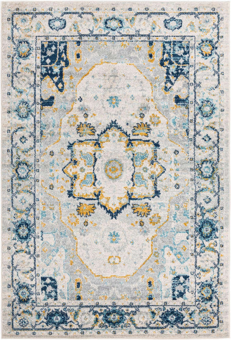 Gray 5' 3 x 8' Madeline Vintage Rectangle Area Rug 100% Polypropylene Distressed Traditional Carpet for Classic Interior Home Design for Sale at Rug Engine