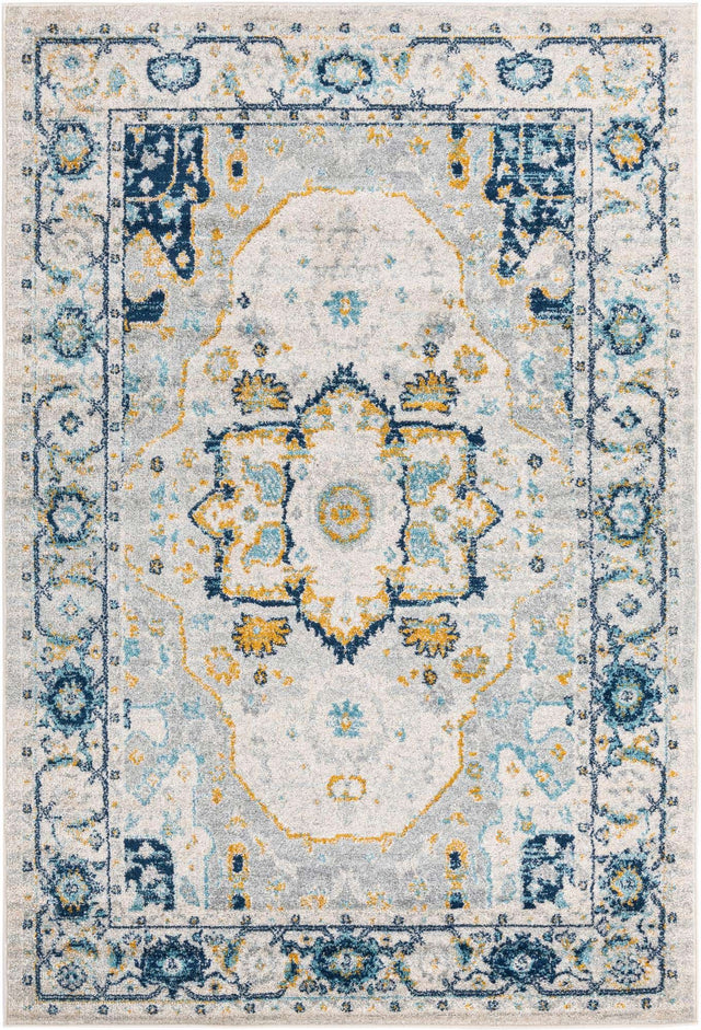 Gray 5' 3 x 8' Madeline Vintage Rectangle Area Rug 100% Polypropylene Distressed Traditional Carpet for Classic Interior Home Design for Sale at Rug Engine