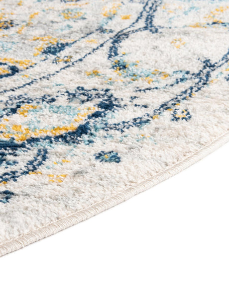 Gray 7' 10 x 7' 10 Madeline Vintage Round Area Rug 100% Polypropylene Distressed Traditional Carpet for Classic Interior Home Design for Sale at Rug Engine