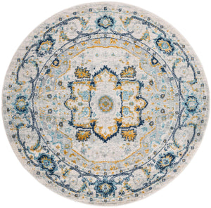 Gray 5' 3 x 5' 3 Madeline Vintage Round Area Rug 100% Polypropylene Distressed Traditional Carpet for Classic Interior Home Design for Sale at Rug Engine