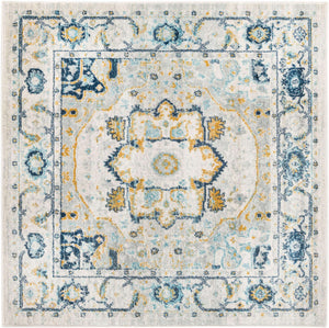 Gray 5' 3 x 5' 3 Madeline Vintage Square Area Rug 100% Polypropylene Distressed Traditional Carpet for Classic Interior Home Design for Sale at Rug Engine