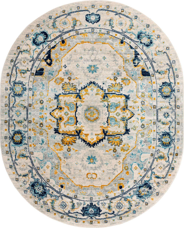 Gray 7' 10 x 10' Madeline Vintage Oval Area Rug 100% Polypropylene Distressed Traditional Carpet for Classic Interior Home Design for Sale at Rug Engine