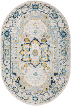 Gray 5' 3 x 8' Madeline Vintage Oval Area Rug 100% Polypropylene Distressed Traditional Carpet for Classic Interior Home Design for Sale at Rug Engine