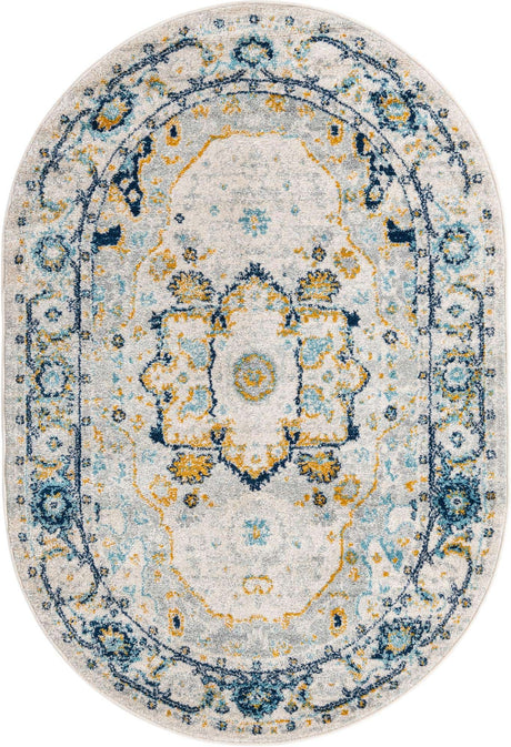 Gray 4' x 6' Madeline Vintage Oval Area Rug 100% Polypropylene Distressed Traditional Carpet for Classic Interior Home Design for Sale at Rug Engine