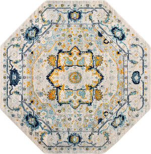 Gray 7' 10 x 7' 10 Madeline Vintage Octagon Area Rug 100% Polypropylene Distressed Traditional Carpet for Classic Interior Home Design for Sale at Rug Engine