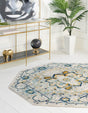 Gray 5' 3 x 5' 3 Madeline Vintage Octagon Area Rug 100% Polypropylene Distressed Traditional Carpet for Classic Interior Home Design for Sale at Rug Engine