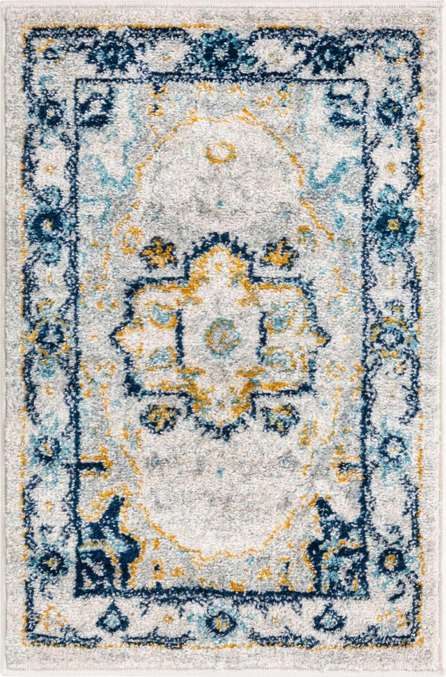 Gray 2' x 3' Madeline Vintage Rectangle Area Rug 100% Polypropylene Distressed Traditional Carpet for Classic Interior Home Design for Sale at Rug Engine