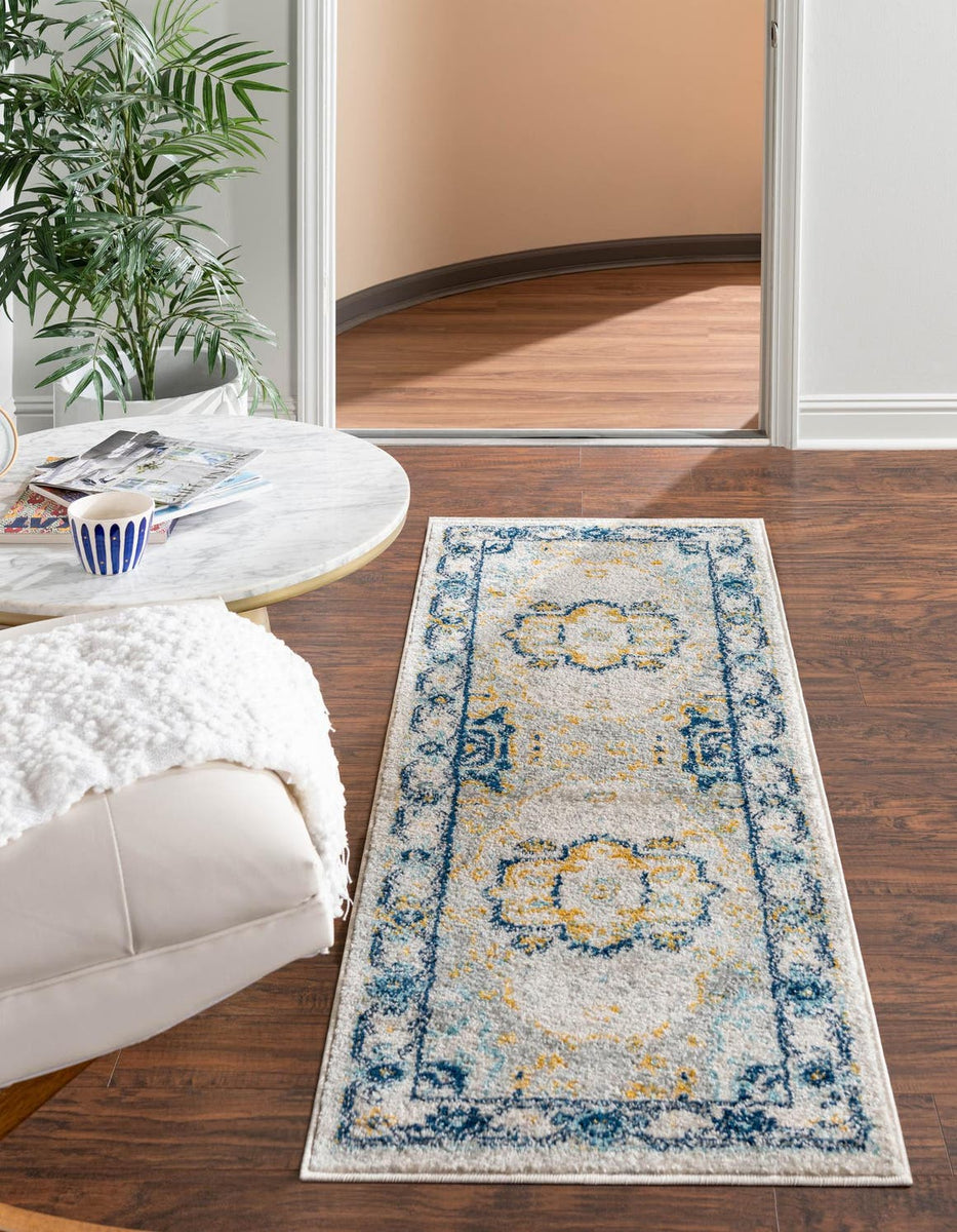 Gray 2' x 6' Madeline Vintage Runner Area Rug 100% Polypropylene Distr ...