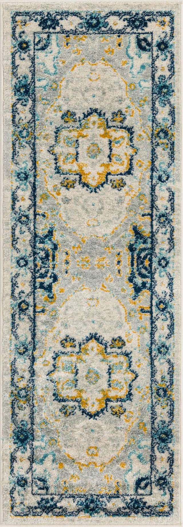 Gray 2' x 6' Madeline Vintage Runner Area Rug 100% Polypropylene Distressed Traditional Carpet for Classic Interior Home Design for Sale at Rug Engine