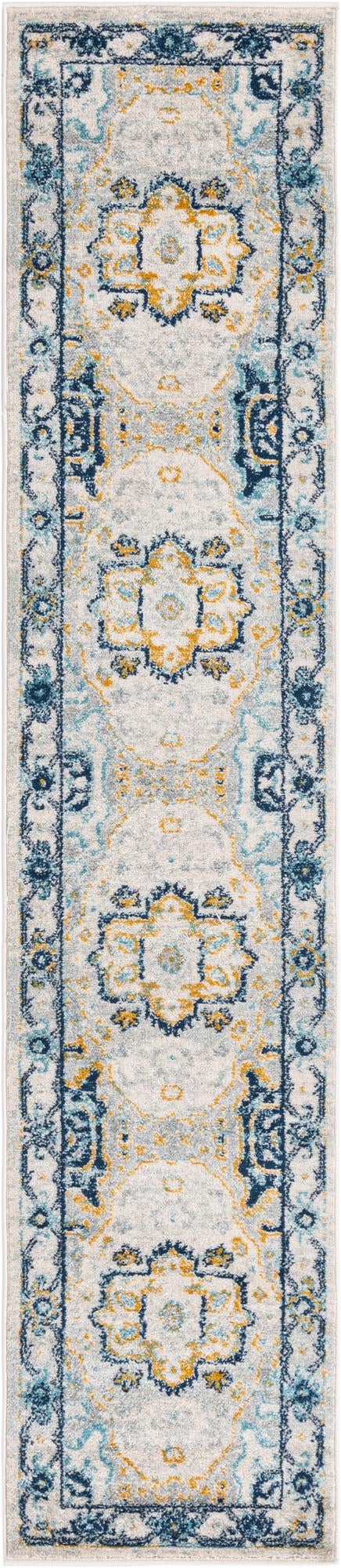 Gray 2' x 9' 10 Madeline Vintage Runner Area Rug 100% Polypropylene Distressed Traditional Carpet for Classic Interior Home Design for Sale at Rug Engine