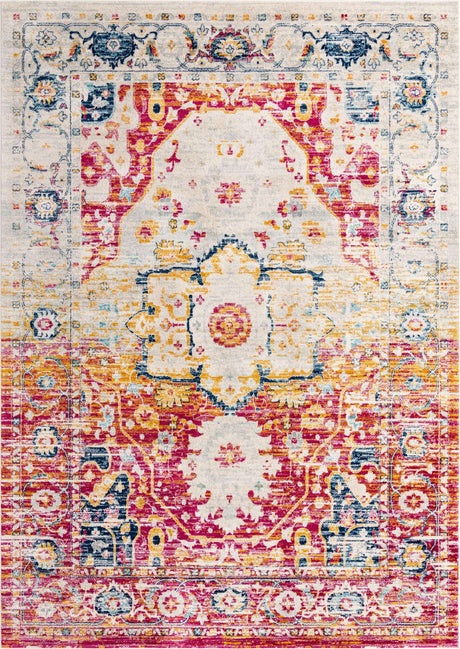 Pink Gray 10' x 14' Madeline Vintage Rectangle Area Rug 100% Polypropylene Distressed Traditional Carpet for Classic Interior Home Design for Sale at Rug Engine