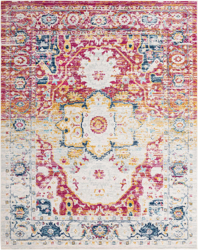 Pink Gray 9' x 12' Madeline Vintage Rectangle Area Rug 100% Polypropylene Distressed Traditional Carpet for Classic Interior Home Design for Sale at Rug Engine