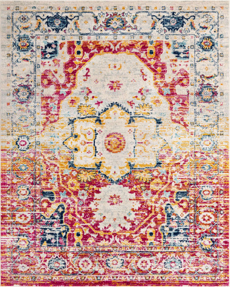 Pink Gray 7' 10 x 10' Madeline Vintage Rectangle Area Rug 100% Polypropylene Distressed Traditional Carpet for Classic Interior Home Design for Sale at Rug Engine