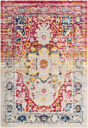 Pink Gray 6' x 9' Madeline Vintage Rectangle Area Rug 100% Polypropylene Distressed Traditional Carpet for Classic Interior Home Design for Sale at Rug Engine