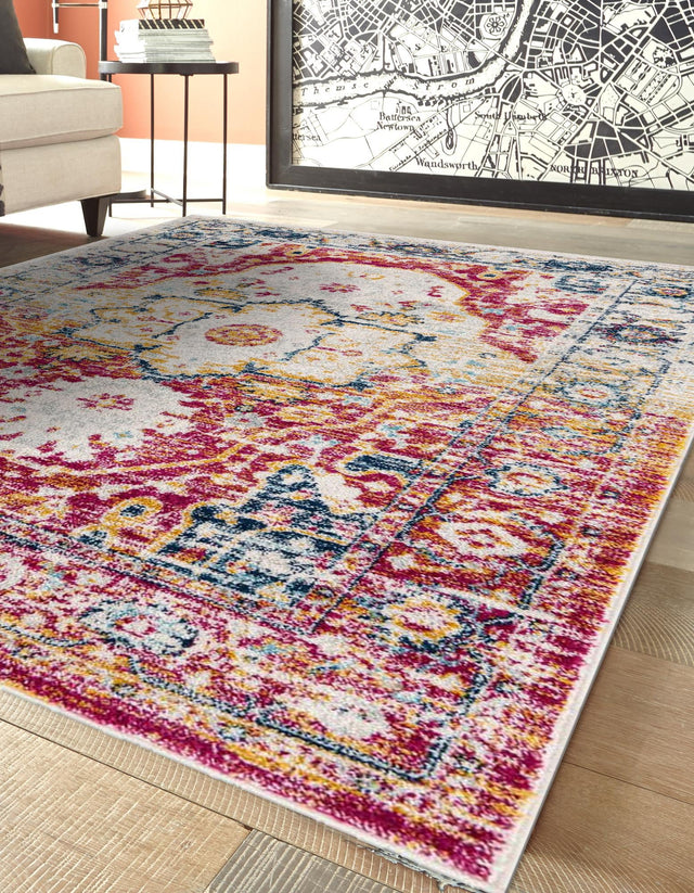 Pink Gray 3' 3 x 5' 3 Madeline Vintage Rectangle Area Rug 100% Polypropylene Distressed Traditional Carpet for Classic Interior Home Design for Sale at Rug Engine