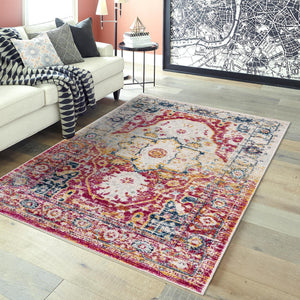 Pink Gray 10' x 14' Madeline Vintage Rectangle Area Rug 100% Polypropylene Distressed Traditional Carpet for Classic Interior Home Design for Sale at Rug Engine