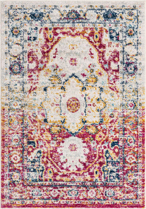 Pink Gray 4' x 6' Madeline Vintage Rectangle Area Rug 100% Polypropylene Distressed Traditional Carpet for Classic Interior Home Design for Sale at Rug Engine