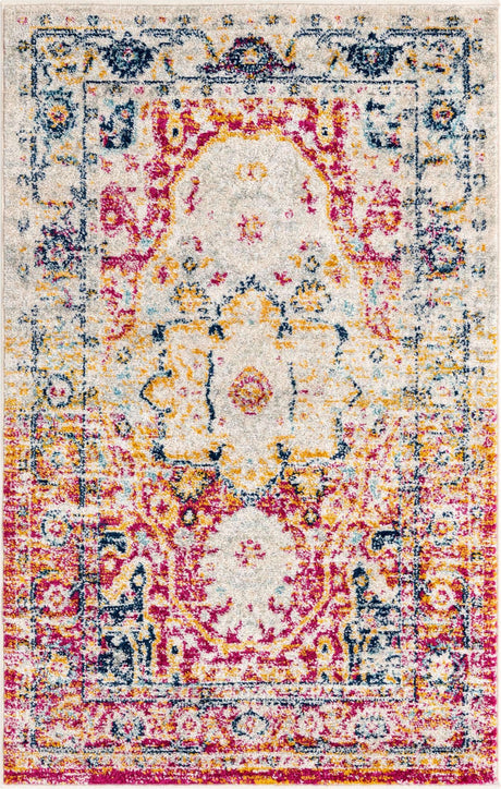 Pink Gray 3' 3 x 5' 3 Madeline Vintage Rectangle Area Rug 100% Polypropylene Distressed Traditional Carpet for Classic Interior Home Design for Sale at Rug Engine