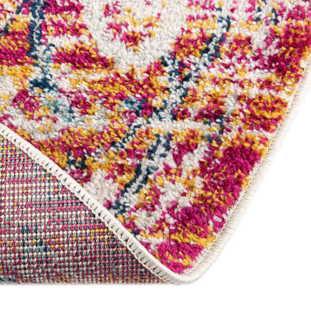 Pink Gray 5' 3 x 5' 3 Madeline Vintage Round Area Rug 100% Polypropylene Distressed Traditional Carpet for Classic Interior Home Design for Sale at Rug Engine