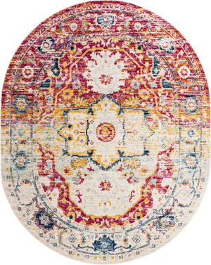 Pink Gray 7' 10 x 10' Madeline Vintage Oval Area Rug 100% Polypropylene Distressed Traditional Carpet for Classic Interior Home Design for Sale at Rug Engine