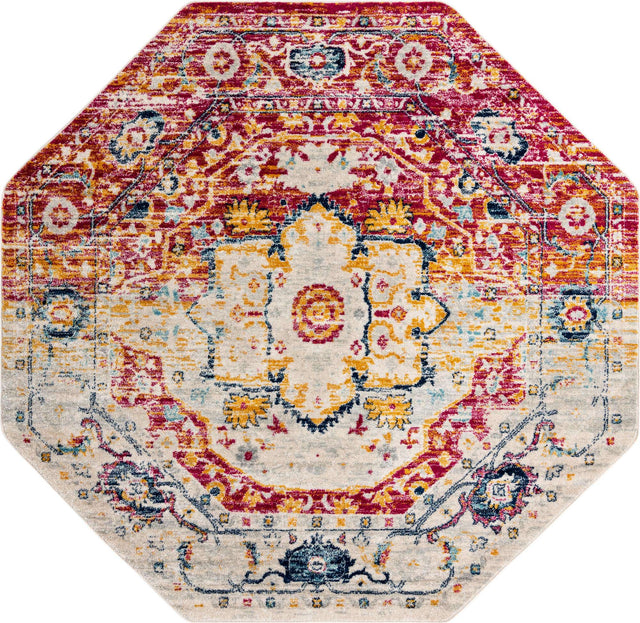 Pink Gray 7' 10 x 7' 10 Madeline Vintage Octagon Area Rug 100% Polypropylene Distressed Traditional Carpet for Classic Interior Home Design for Sale at Rug Engine