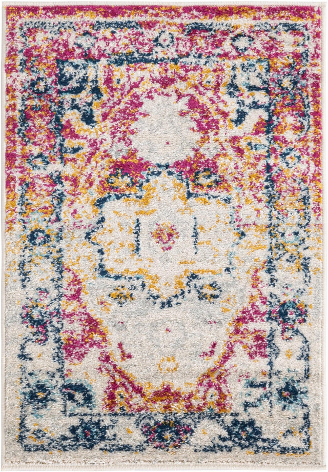 Pink Gray 2' x 3' Madeline Vintage Rectangle Area Rug 100% Polypropylene Distressed Traditional Carpet for Classic Interior Home Design for Sale at Rug Engine