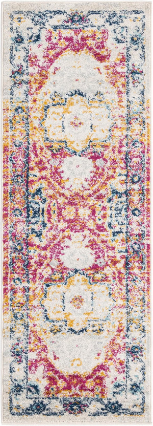 Pink Gray 2' x 6' Madeline Vintage Runner Area Rug 100% Polypropylene Distressed Traditional Carpet for Classic Interior Home Design for Sale at Rug Engine